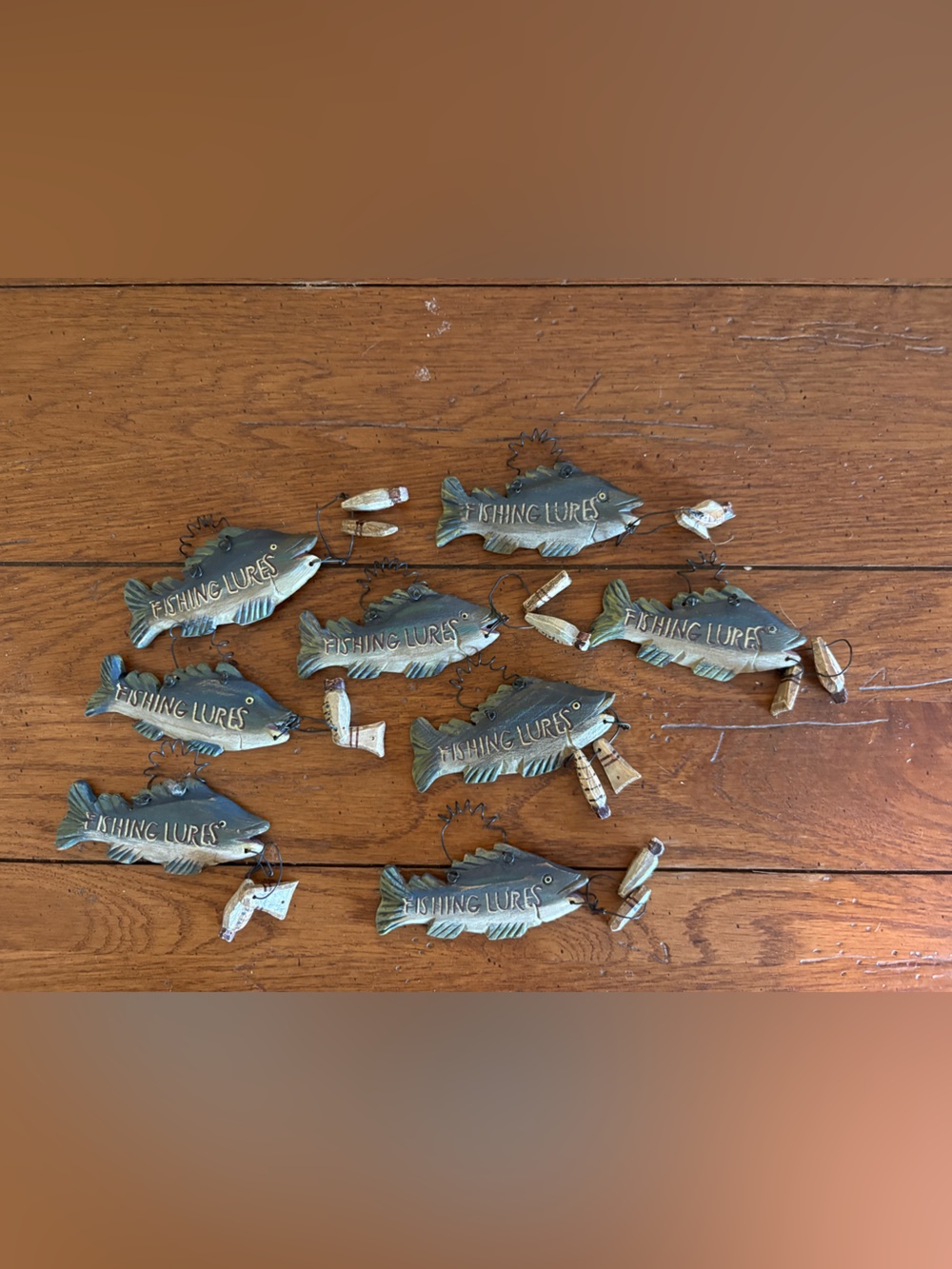 Fishing Lures Fish Ornaments - Green Decorative Holiday Accents